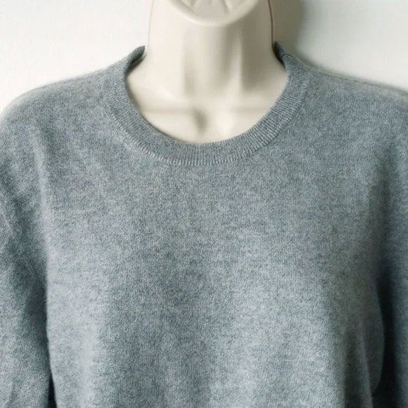 Quince 100% Mongolian Cashmere Fitted Crewneck Sweater XL Heather Gray - Picture 3 of 6